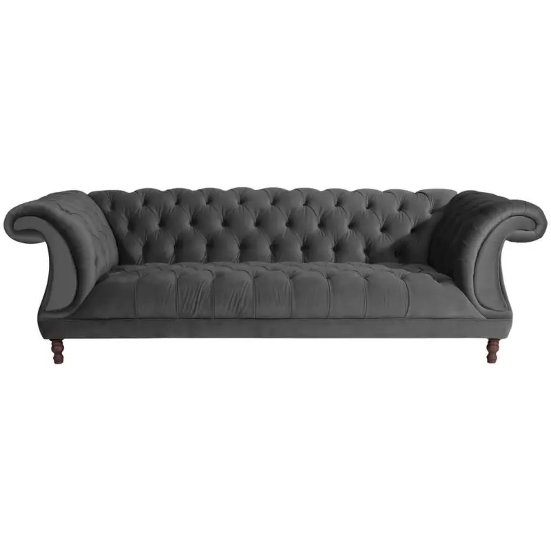 Chesterfield-Dreisitzer-Sofa in Velours Anthrazit