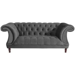 Chesterfield-Zweisitzer-Sofa in Velours Anthrazit
