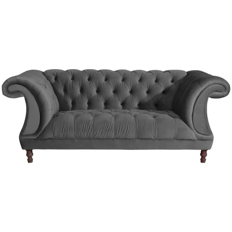 Chesterfield-Zweisitzer-Sofa in Velours Anthrazit