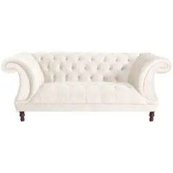 Chesterfield-Zweisitzer-Sofa in Velours Creme