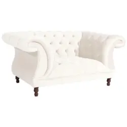 Chesterfield-Sessel in Velours Creme