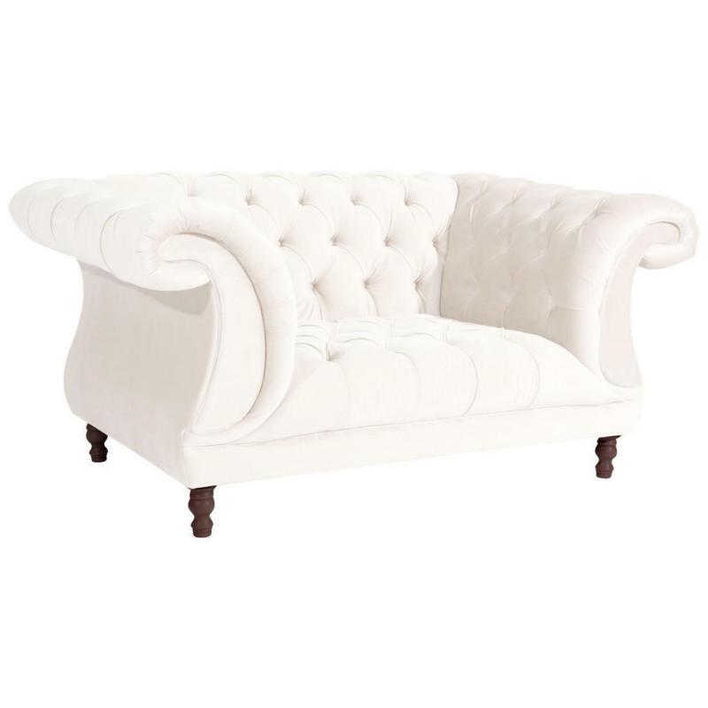 Chesterfield-Sessel in Velours Creme