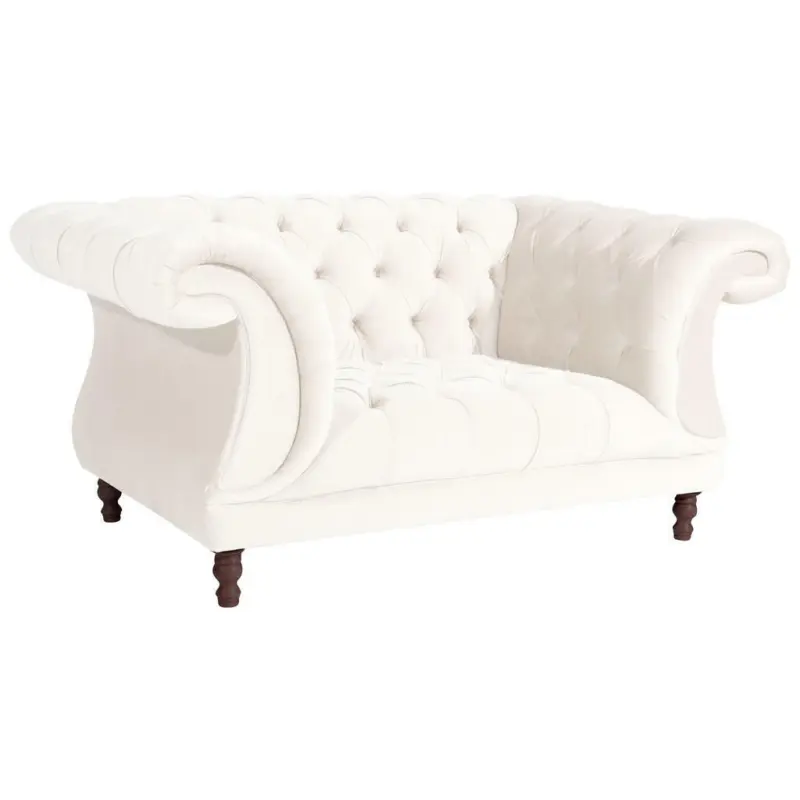 Chesterfield-Sessel in Velours Creme