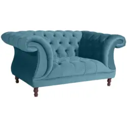 Chesterfield-Sessel in Velours Petrol