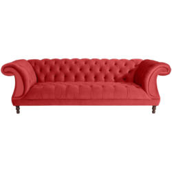 Chesterfield-Dreisitzer-Sofa in Velours Rot