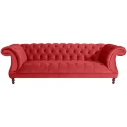 Chesterfield-Dreisitzer-Sofa in Velours Rot