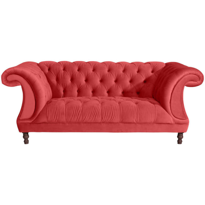 Chesterfield-Zweisitzer-Sofa in Velours Rot