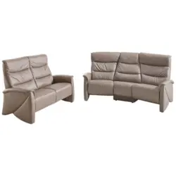 Sitzgarnitur in Echtleder Grau