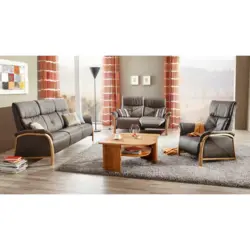 Sitzgarnitur in Echtleder Braun