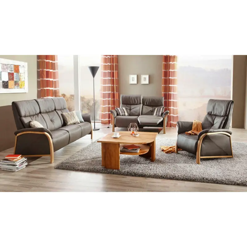 Sitzgarnitur in Echtleder Braun