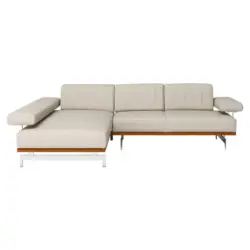 Ecksofa in Echtleder Hellgrau