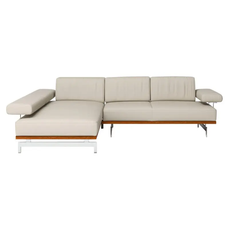 Ecksofa in Echtleder Hellgrau