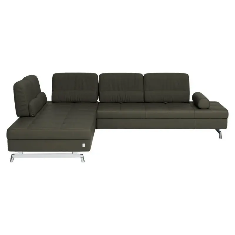 Ecksofa inkl. Funktionen in Echtleder Grau
