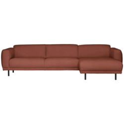 Ecksofa in Teddystoff Orange, Rostfarben