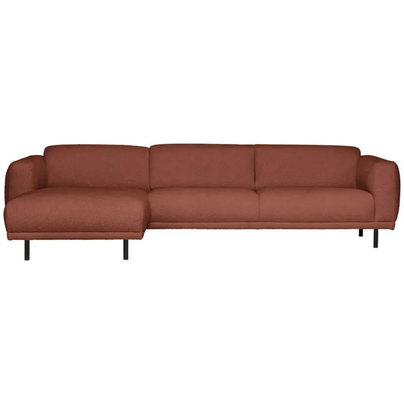 Ecksofa in Teddystoff Orange, Rostfarben