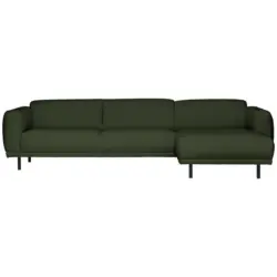 Ecksofa in Teddystoff Olivgr&uuml;n