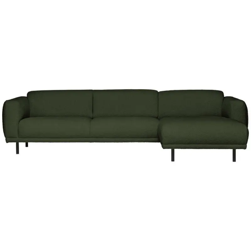 Ecksofa in Teddystoff Olivgr&uuml;n