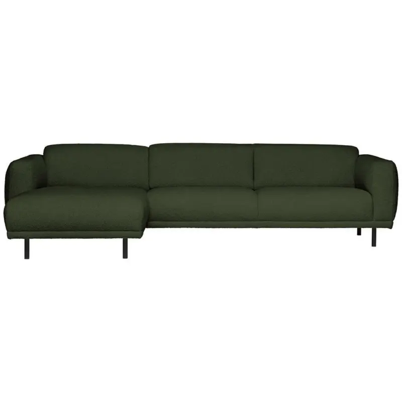Ecksofa in Teddystoff Olivgrün