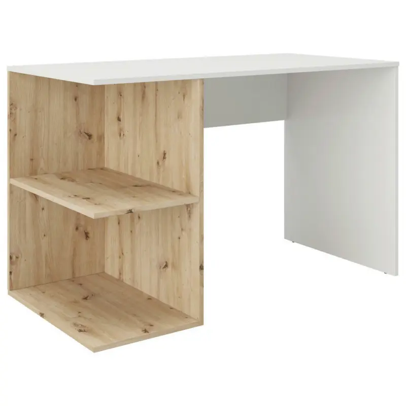 Schreibtisch 120/75/60 cm in Weiß, Wildeiche