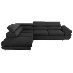Ecksofa in Webstoff Schwarz