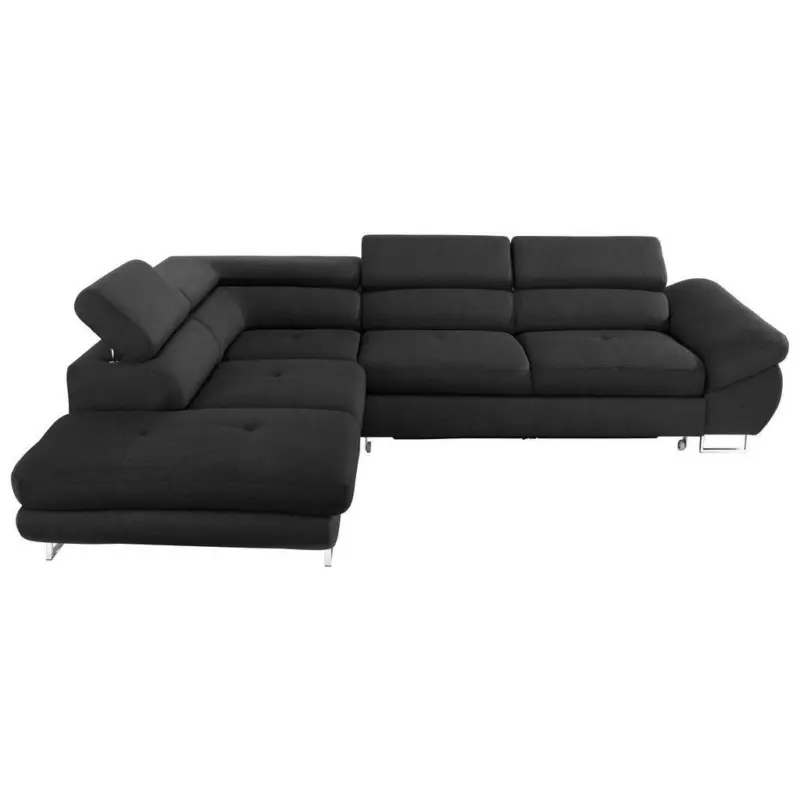 Ecksofa in Webstoff Schwarz