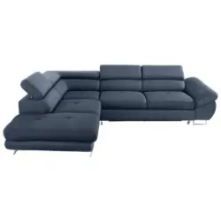 Ecksofa in Webstoff Dunkelblau