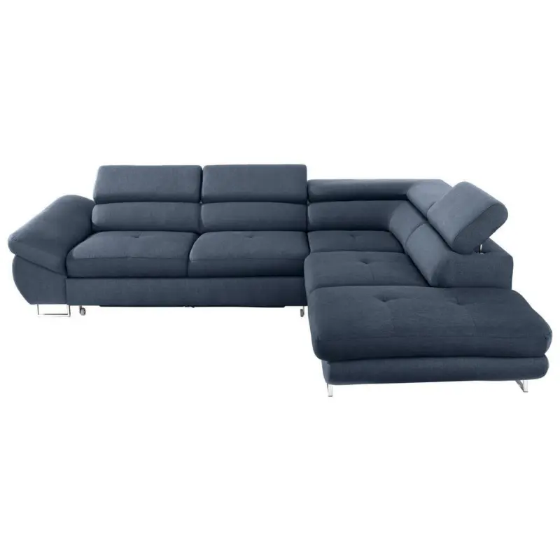 Ecksofa in Webstoff Dunkelblau