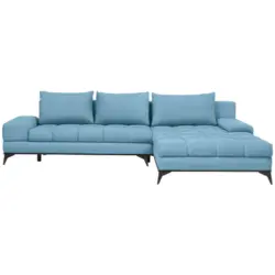 Ecksofa in Webstoff Blau