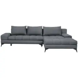 Ecksofa in Webstoff Graphitfarben