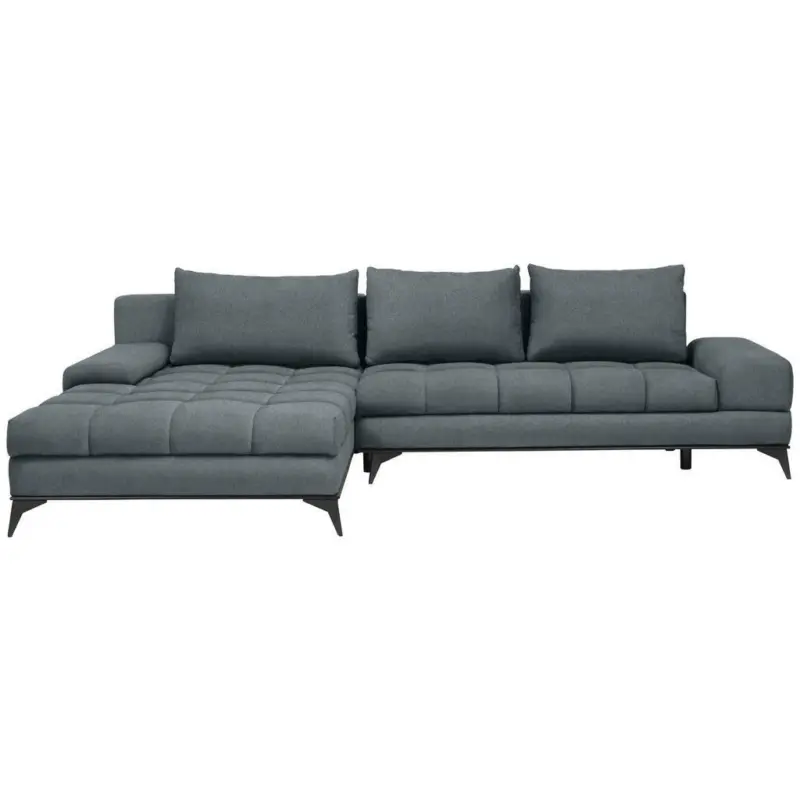Ecksofa in Webstoff Blau, Grau