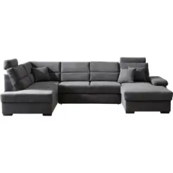 Wohnlandschaft inkl.Funktionen in Webstoff Anthrazit