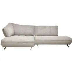 Ecksofa in Chenille, Struktur Grau, Sandfarben