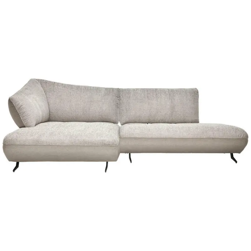 Ecksofa in Chenille, Struktur Grau, Sandfarben