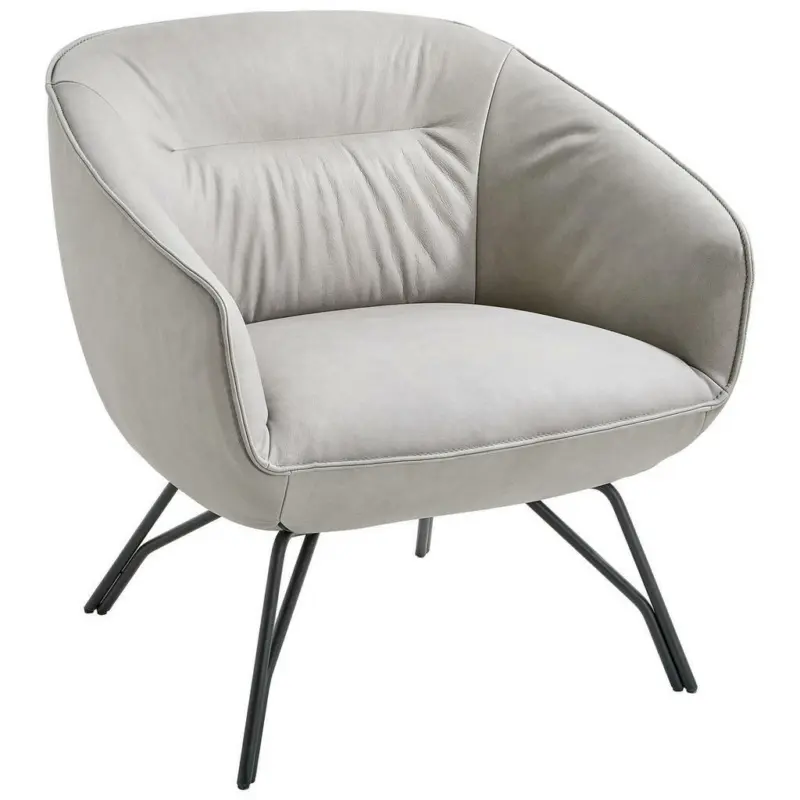 Sessel in Echtleder Hellgrau