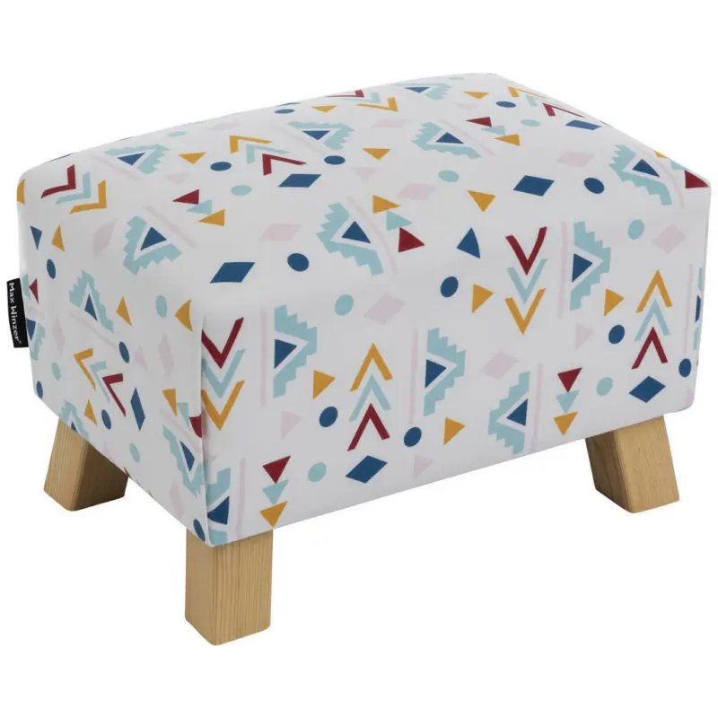 Hocker in Textil Multicolor, Weiß