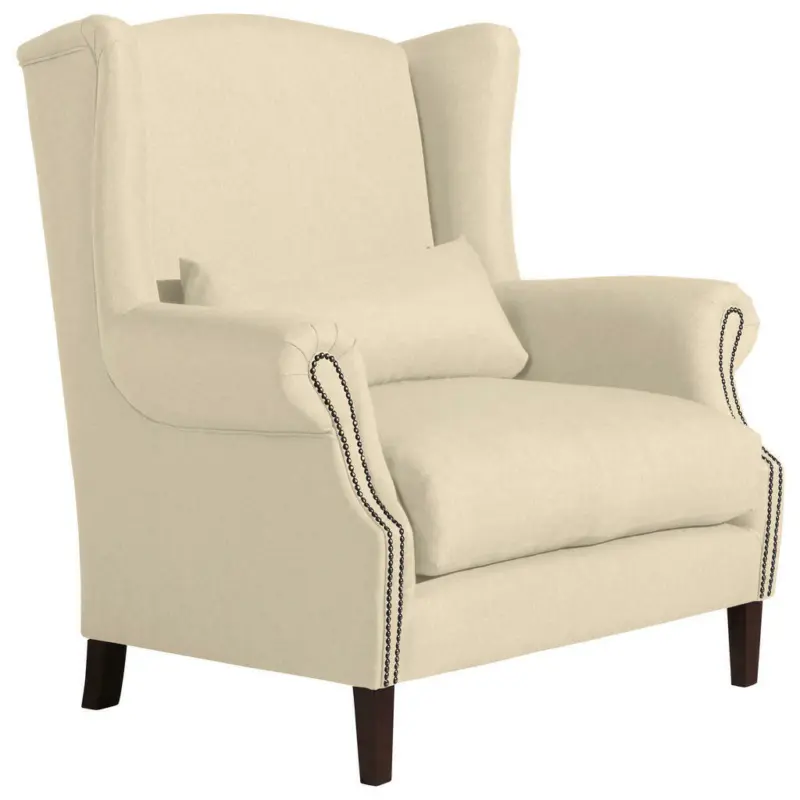 Ohrensessel in Flachgewebe Beige