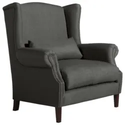 Ohrensessel in Flachgewebe Anthrazit