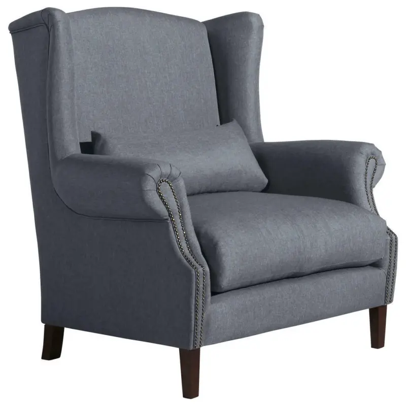 Ohrensessel in Flachgewebe Blau