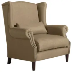 Ohrensessel in Flachgewebe Sandfarben