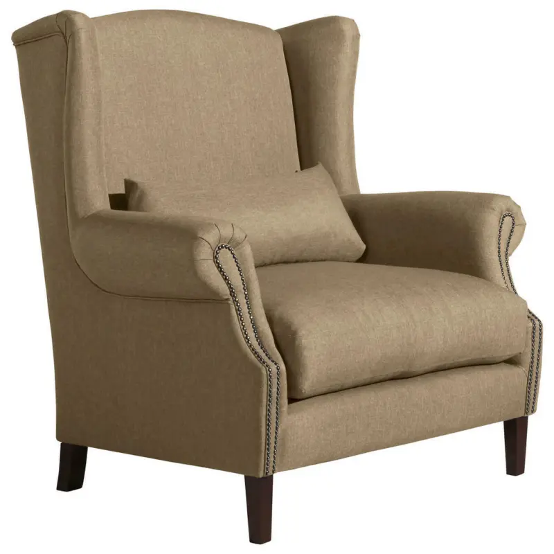 Ohrensessel in Flachgewebe Sandfarben