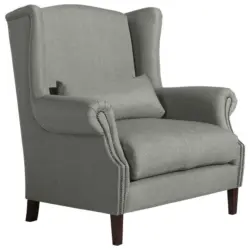 Ohrensessel in Flachgewebe Hellgrau