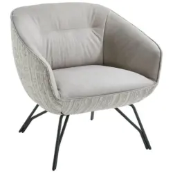 Sessel in Struktur Echtleder Grau