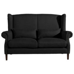 Zweisitzer-Sofa in Flachgewebe Schwarz