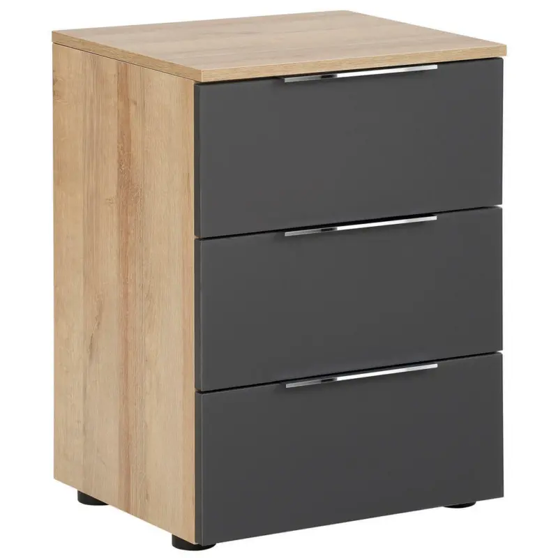 Nachtkästchen in Anthrazit, Eichefarben
