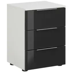 Nachtkästchen in Anthrazit, Weiß