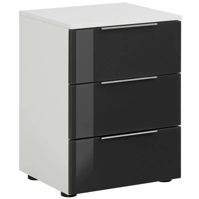 Nachtkästchen in Anthrazit, Weiß