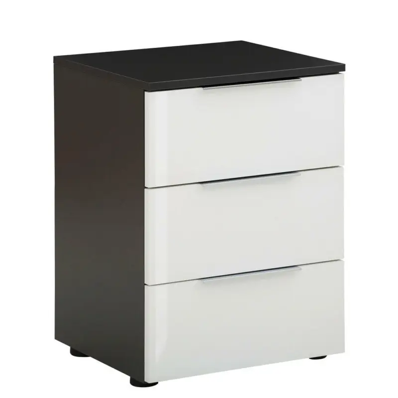 Nachtkästchen in Anthrazit, Weiß