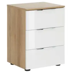 Nachtk&auml;stchen in Wei&szlig;, Eichefarben