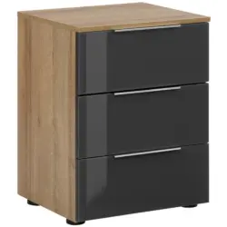 Nachtk&auml;stchen in Anthrazit, Eichefarben