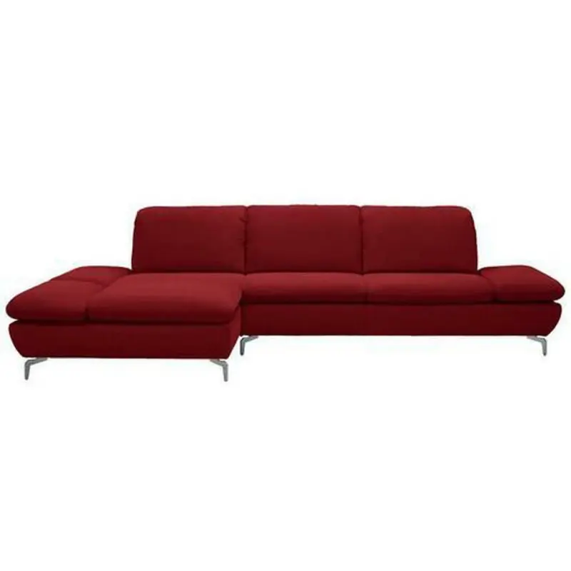 Ecksofa in Echtleder Rot